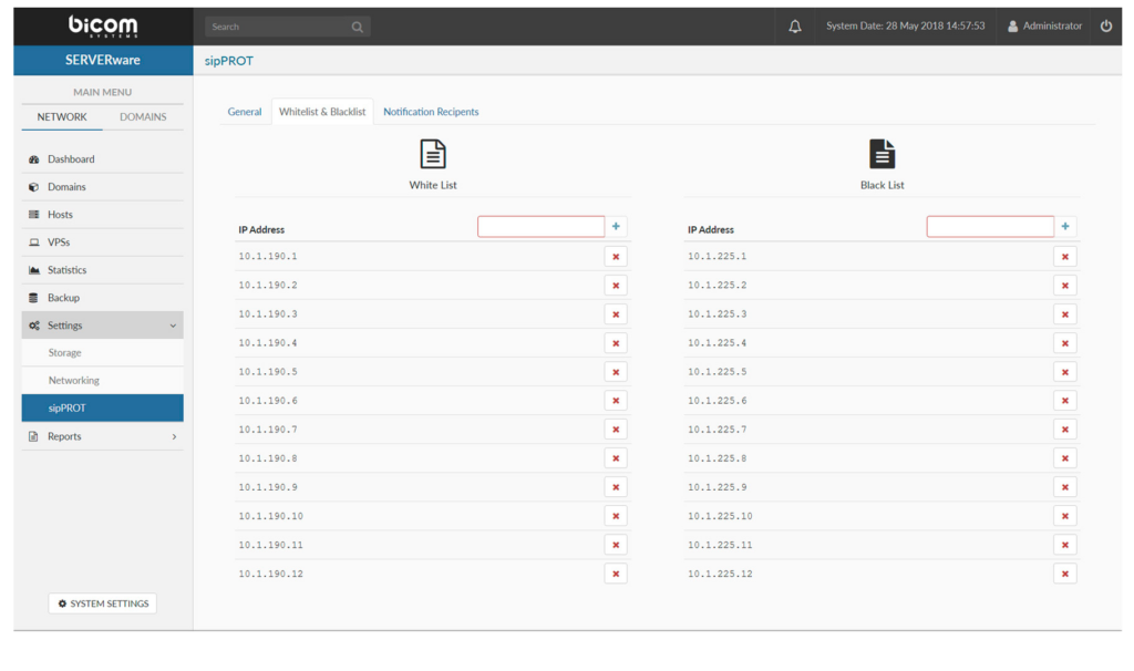 sipPROT Whitelist/Blacklist