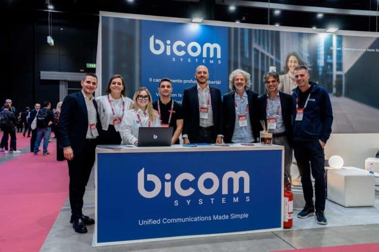 Stand Bicom Systems per soluzioni di comunicazione unificate.